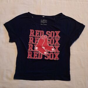 Boston Red Sox girls size 12 jewelled short sleeve shirt, EUC